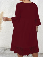  Dress Women's Plus Solid V Neck Smock Maxi Dress
