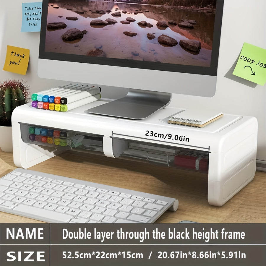 Monitor Stand Riser Desktop Computer Heightening Frame Office Storage Box