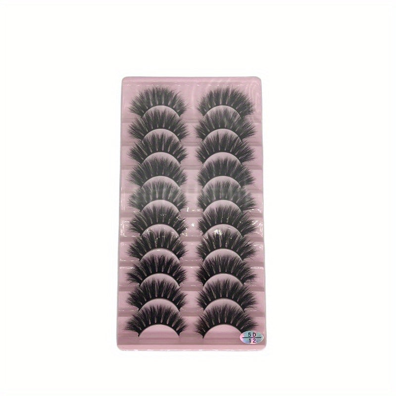 10 Pairs Thick False Eyelashes Fluffy Cluster Lashes Volume Curling Lashes