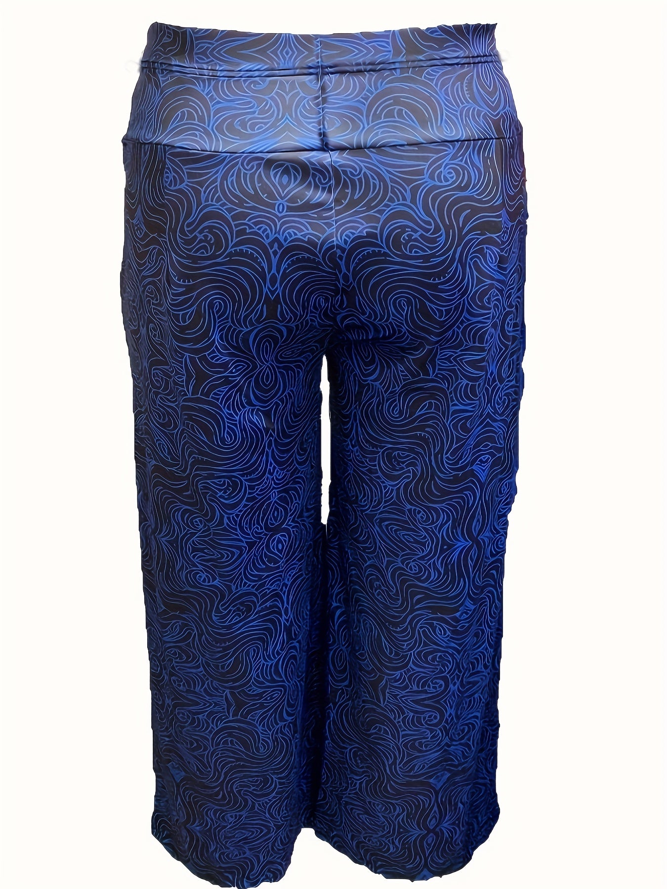  Printed High Rise Wide Leg Trousers With Pockets