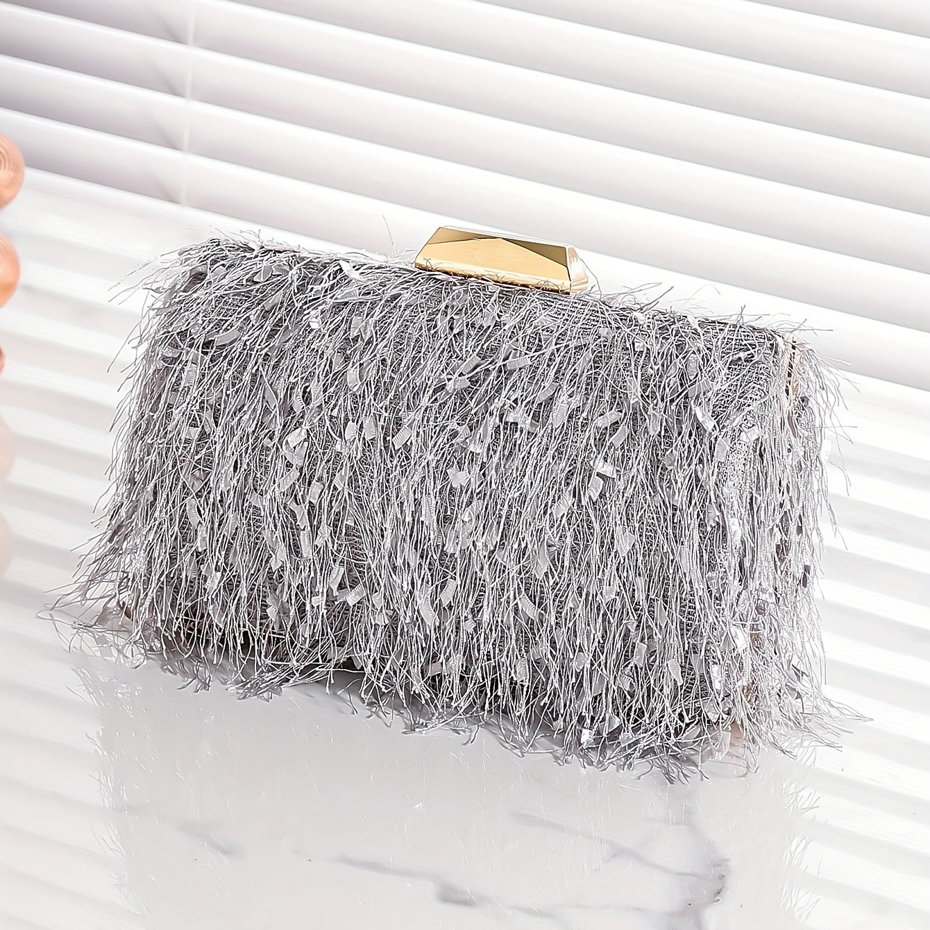 Glitter Tassel Chain Clutch Frame Purse Evening Bag