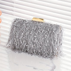 Glitter Tassel Chain Clutch Frame Purse Evening Bag