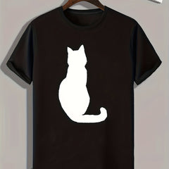 Cat Pattern Print Men's Comfy Sports T-shirt Graphic Tee