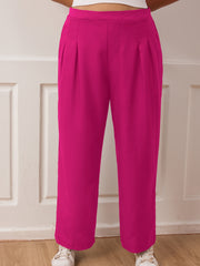  Wide Leg Workwear Pants Pleated Elastic Waist