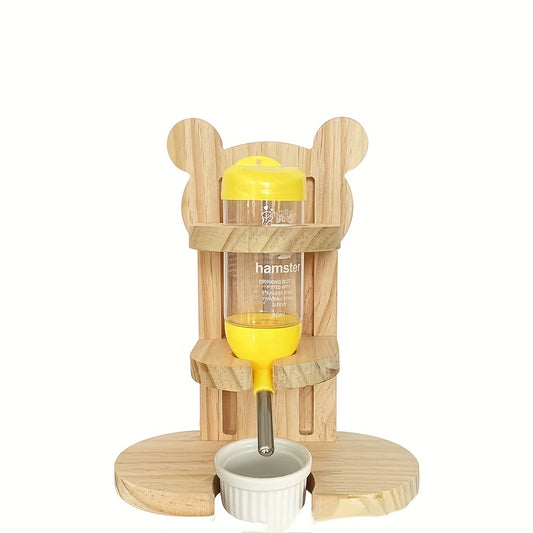 Adjustable Hamster Water Stand with Food Basin