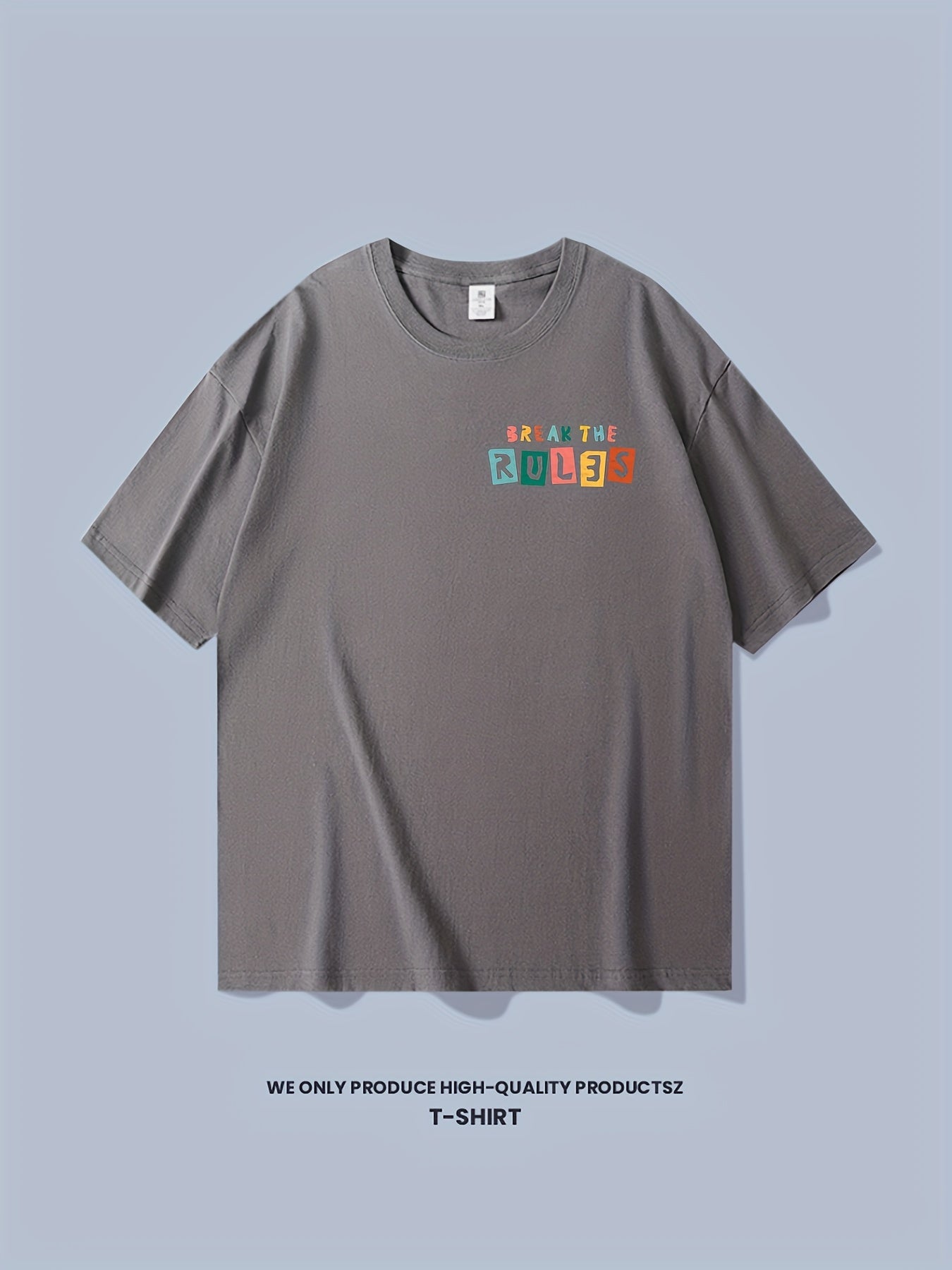 Cotton Break The Rules Print Men's Graphic Crew Neck T-shirt
