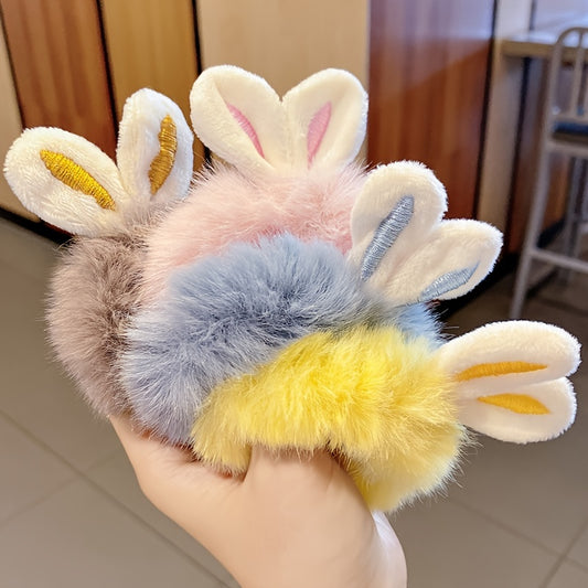 4pcs Girls Plush Rabbit Ears Hair Tie Hair Bands Hair Accessories