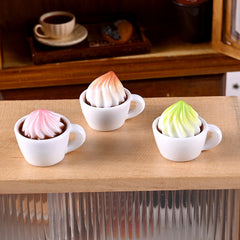3pcs Cappuccino Cups Set Dollhouse Decor Realistic Coffee Shop Accessories