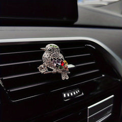 Colorful Bird Car Air Outlet Aromatherapy Clip with Artificial Diamond
