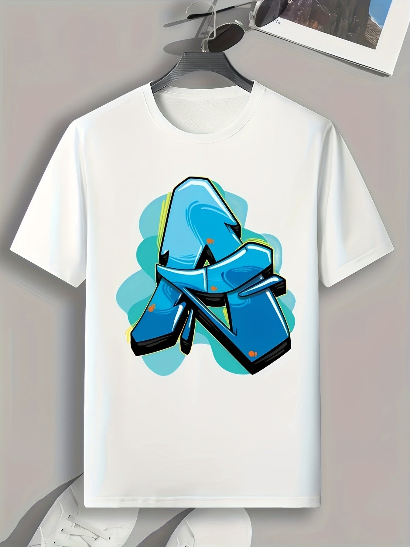 Abstract Letter A Print Men's Graphic T shirt Casual Comfy Tees Summer