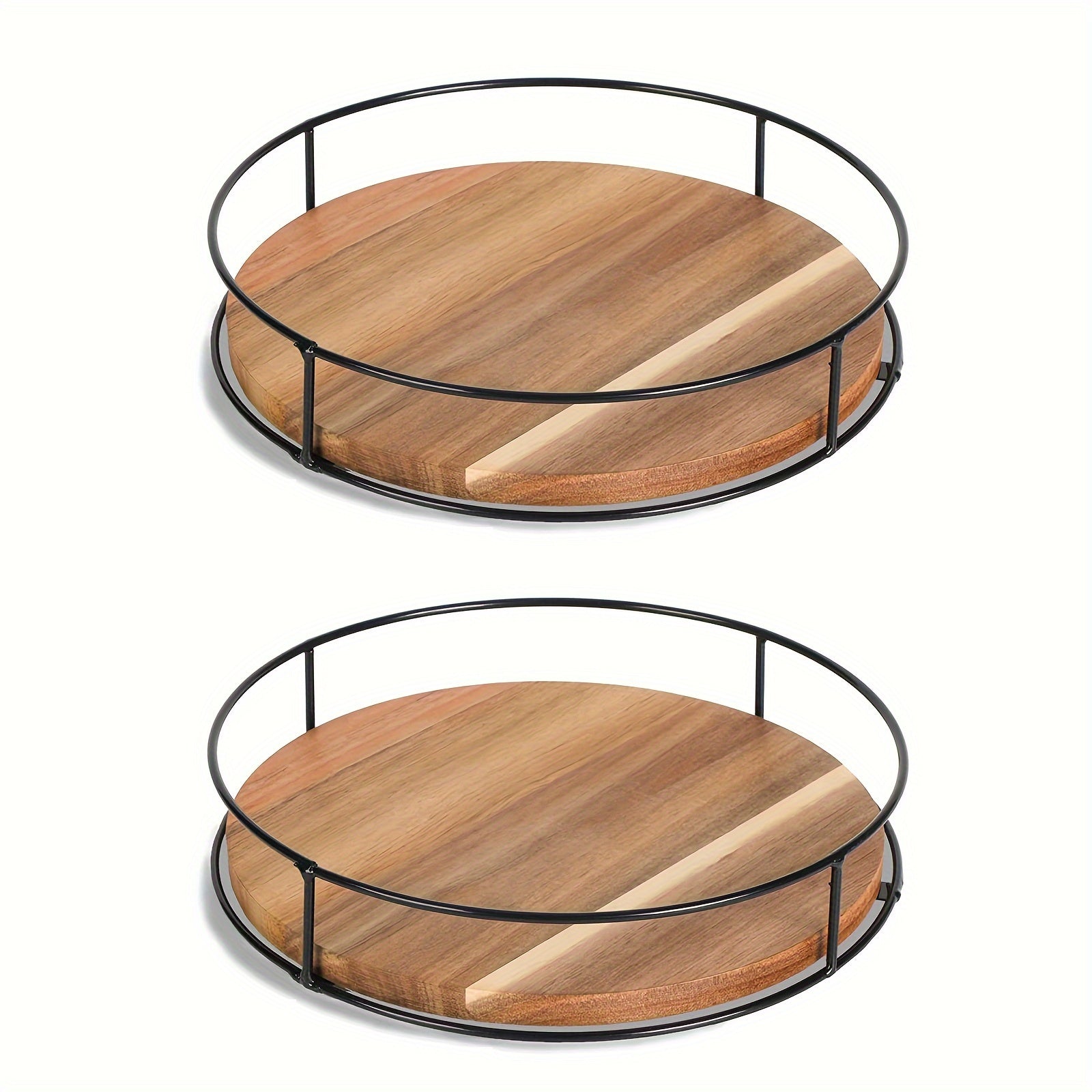 Wooden Turntable Organizer Tray for Cabinet Pantry Kitchen Refrigerator Cupboard