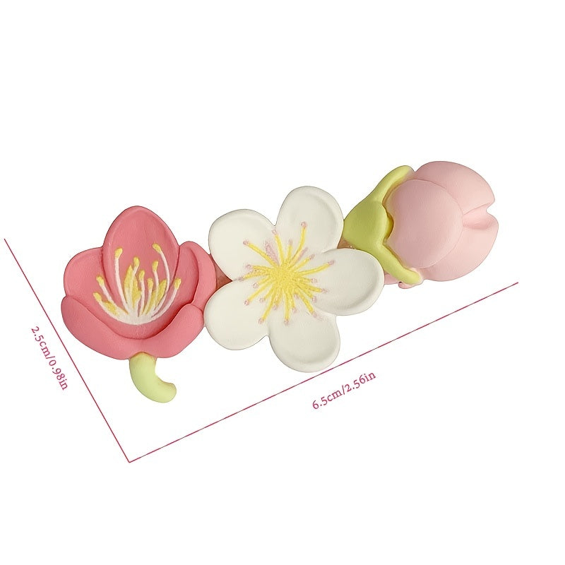 Peach Blossom Tulip Lily Hair Clips Barrette Scrunchie