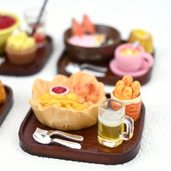 Tea Set with Desserts and Drinks Dollhouse Accessories