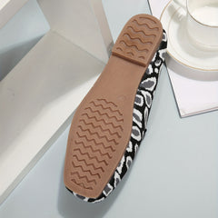Leopard Print Flat Breathable Knit Shoes Lightweight Work Shoes