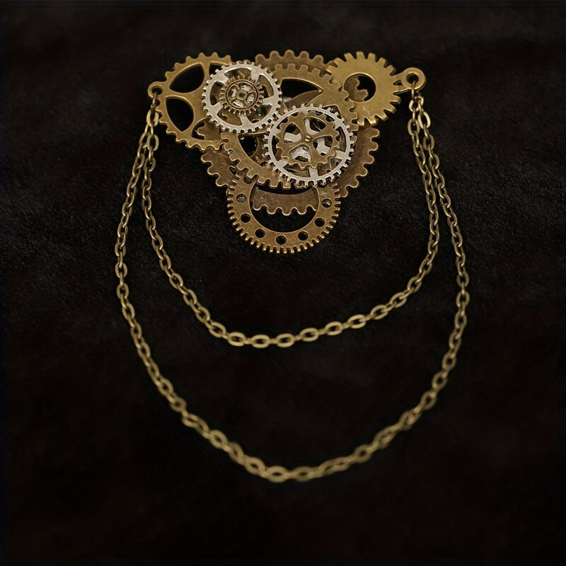 Steampunk Gear Brooch for Men