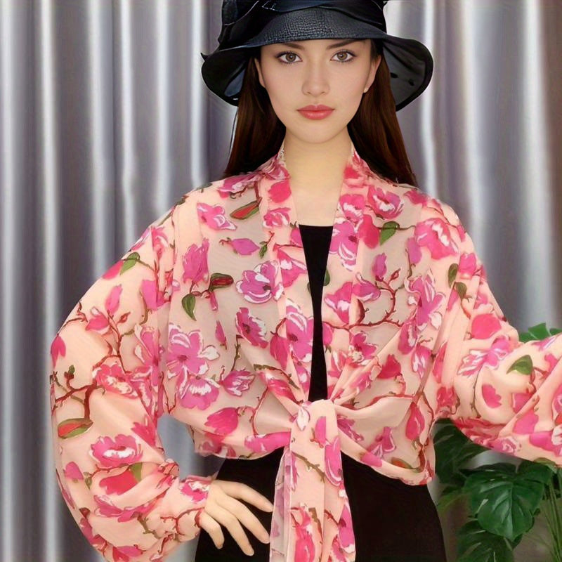 Flower Print Chiffon Shawl Sunproof Wrap UV Protection