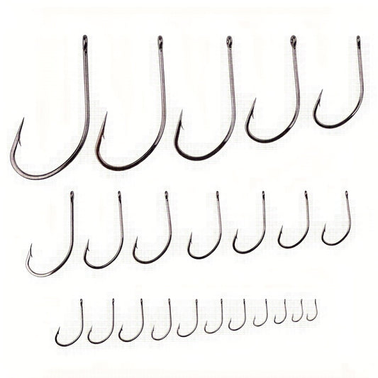 50pcs High Carbon Stainless Steel Fishing Hooks Barbed Carp Hooks