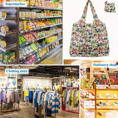 Reusable Grocery Bags With Handles Foldable Washable Shopping Tote Bag