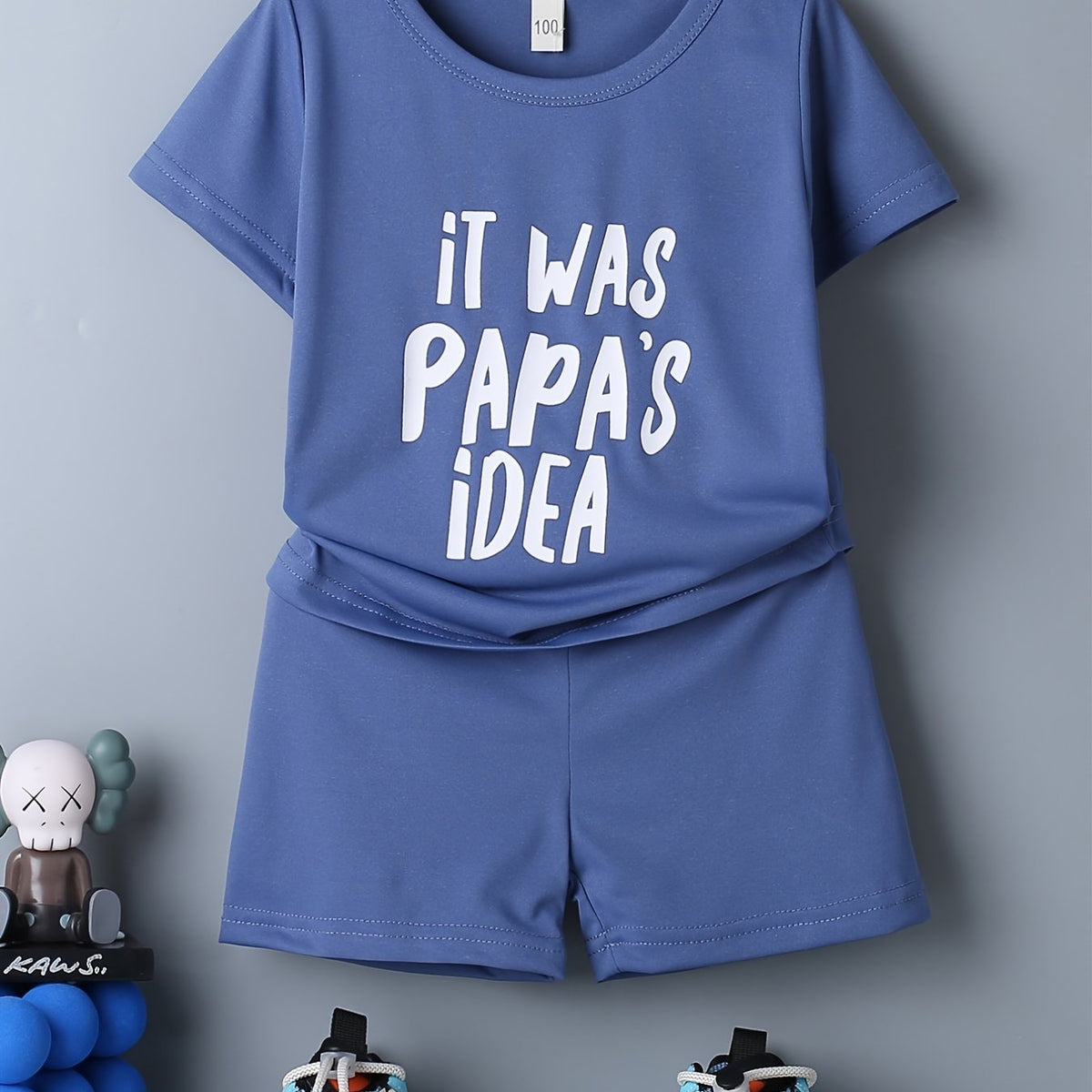 Boys Papa's Idea Outfit Shorts & T shirt Casual Summer Kids Clothes