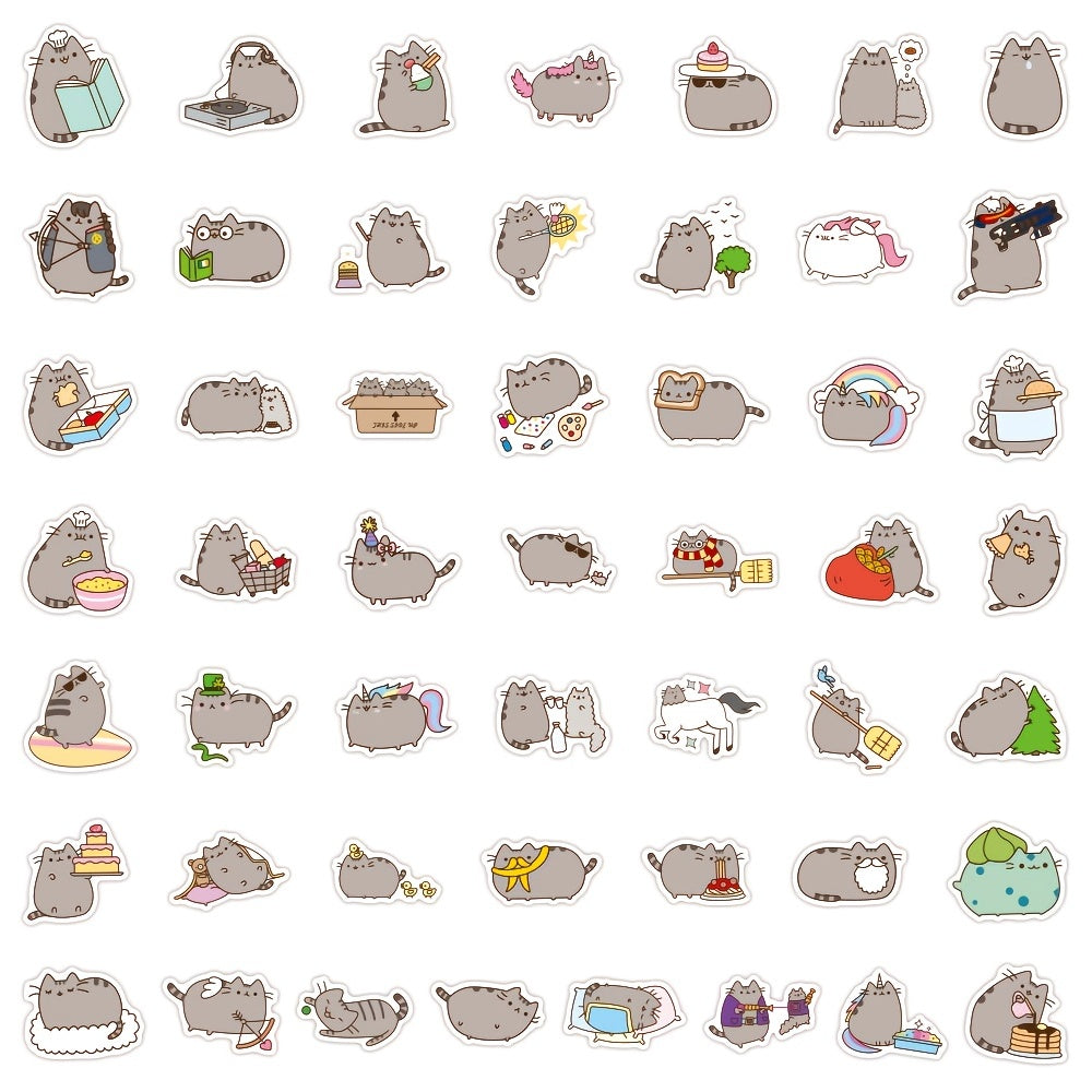 100pcs Cat Stickers Laptop Skateboard Water Bottles Guitar & More