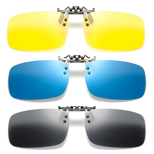 Men's Square Polarized Lens Clip On Sunglasses