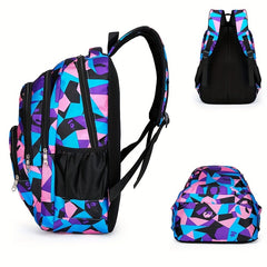 Large Capacity Colorblock Backpack Preppy College School Daypack