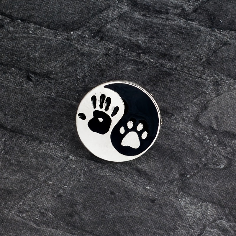 Men's Tai Chi Decorative Button with Cat Paw Print