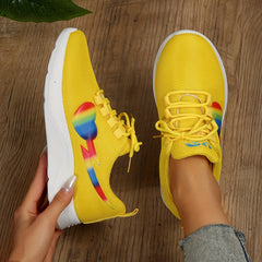Women's Love Heart Platform Sneakers Lace Up Outdoor Shoes