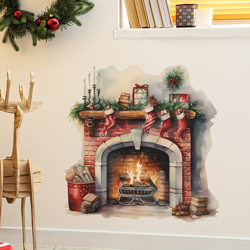 2pcs Christmas Wall Sticker Holiday Graphics Self Adhesive PVC Window Decal