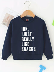 I LIKE SNACKS Boys Hooded Sweatshirt Spring Fall Kids Clothing
