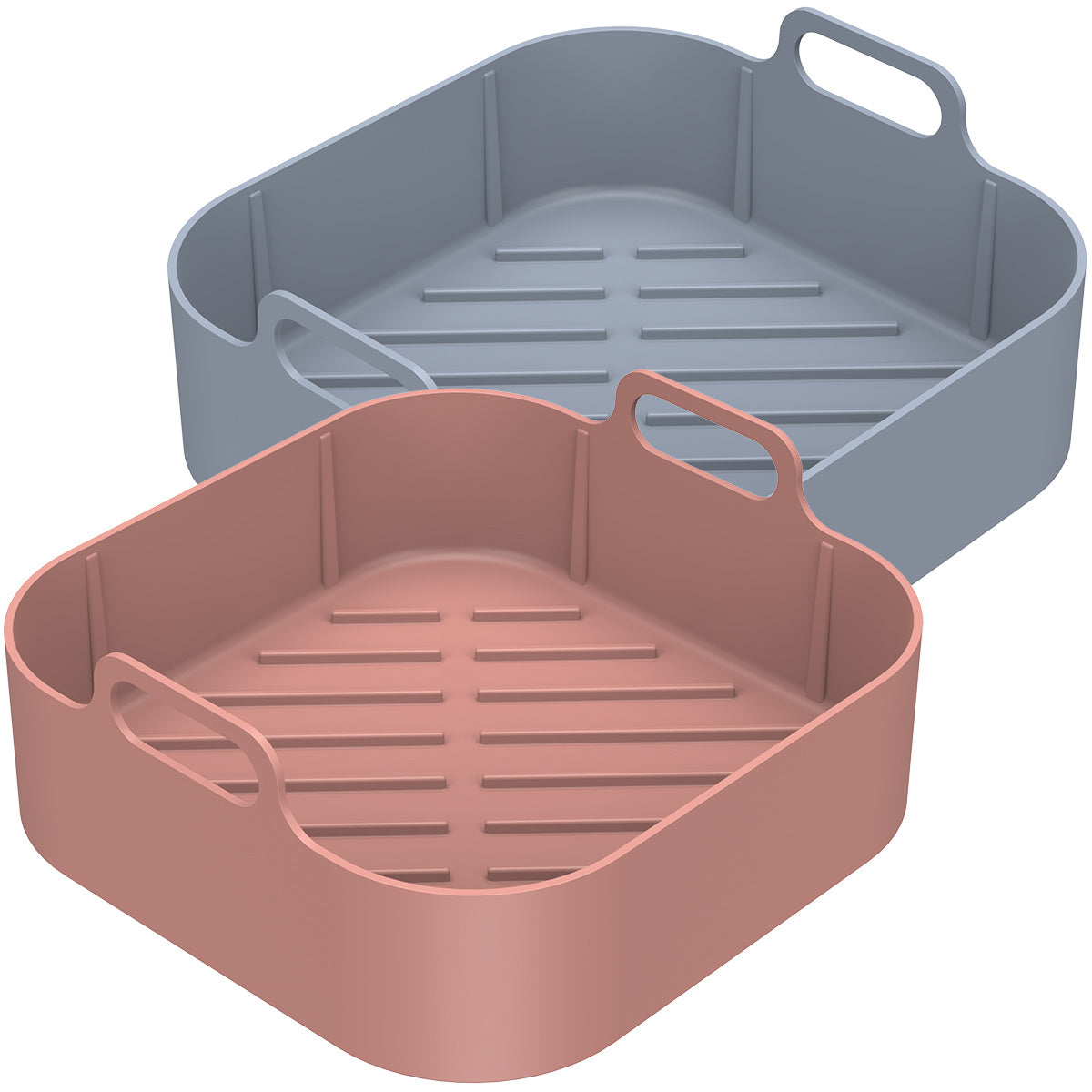 2pcs Air Fryer Silicone Pot With Handle Reusable Air Fryer Liner Heat Resistant