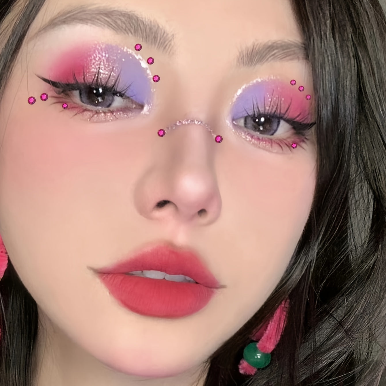 144 Pcs Rose Makeup Face Stickers Rhinestone Decoration