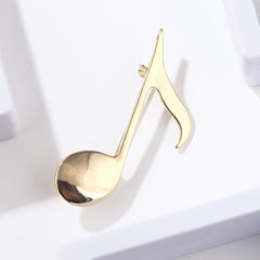 Golden Music Note Brooch Unisex Scarf Pin Jewelry