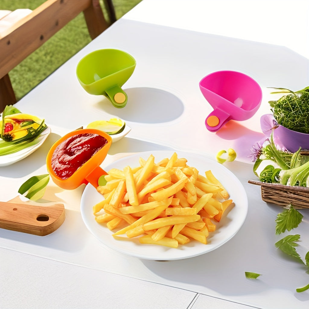 4pcs Colorful Dip Clip Bowl Plate Holders for Serving Sauces