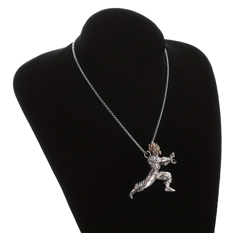 Yellow Hair Kung Fu Man Pendant Necklace For Men Kids Anime Exhibition