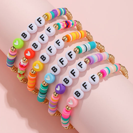 6pcs BFF Heart Bracelet For Girls Kids Friendship Party Jewelry