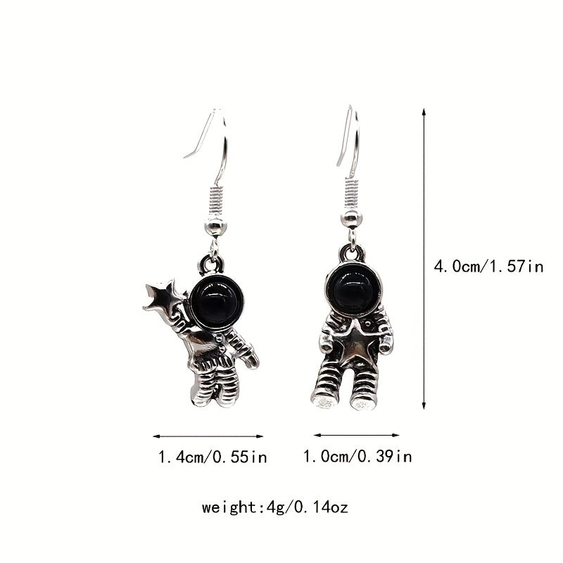 Asymmetrical Astronaut Earrings Vintage Dress Earrings