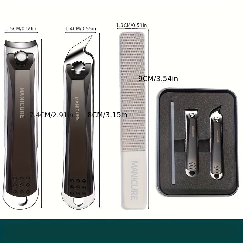 3pcs Portable Nail Clippers Fingernail & Toenail Cutter Manicure Tool