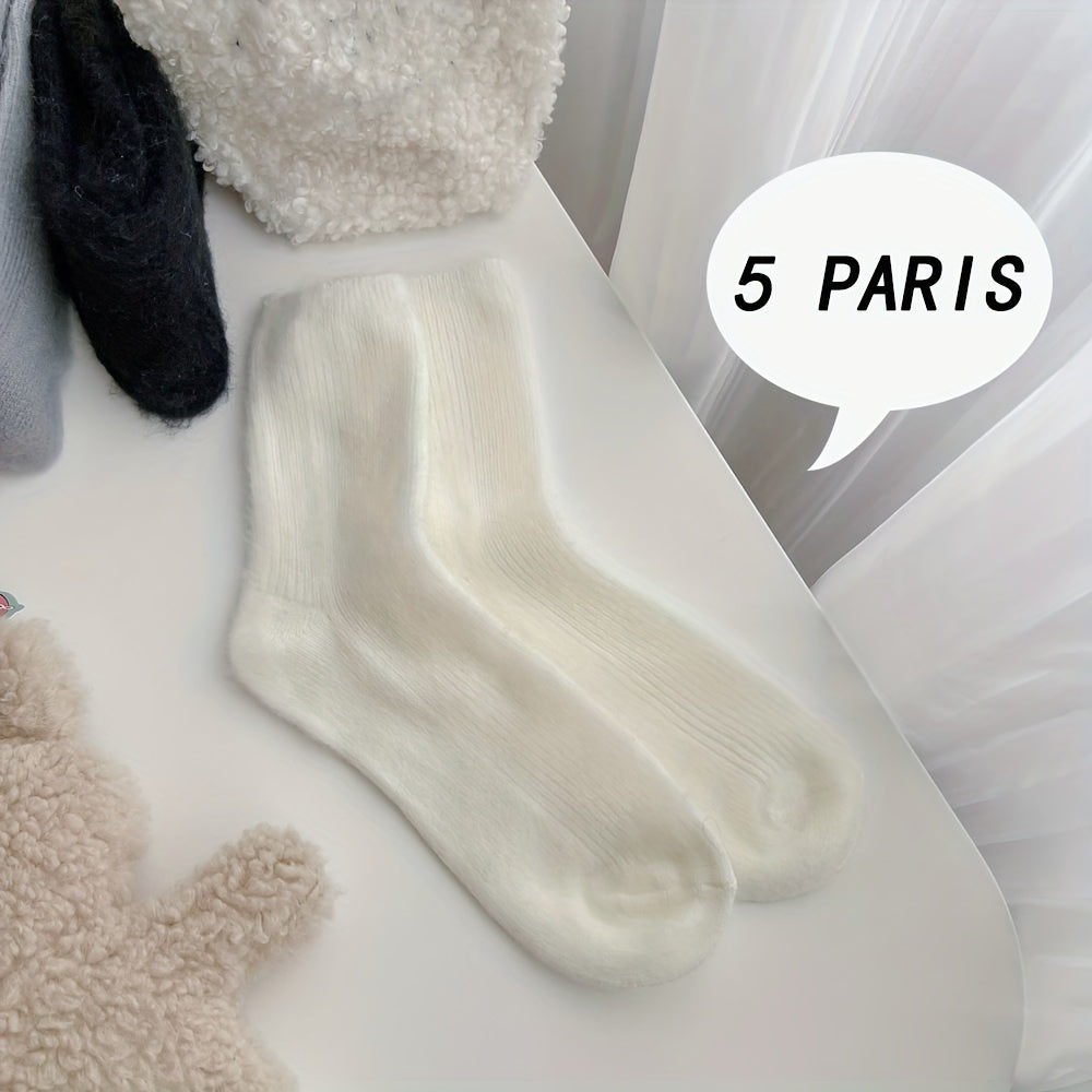 6 Pairs Cozy Mid Tube Women's Socks Solid Colors