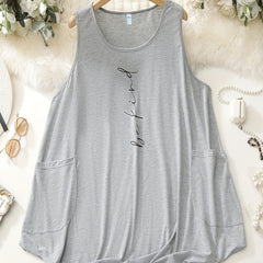  Slogan Print Tank Dress With Pockets