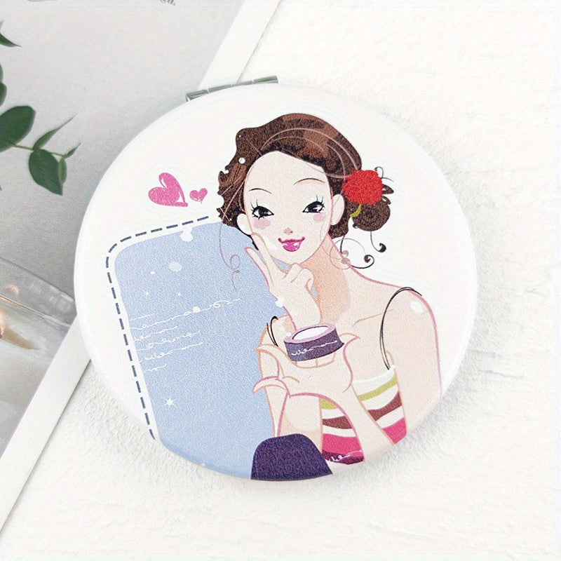 Circular Makeup Mirror Folding Double Sided Pocket Mirror Girl Gift