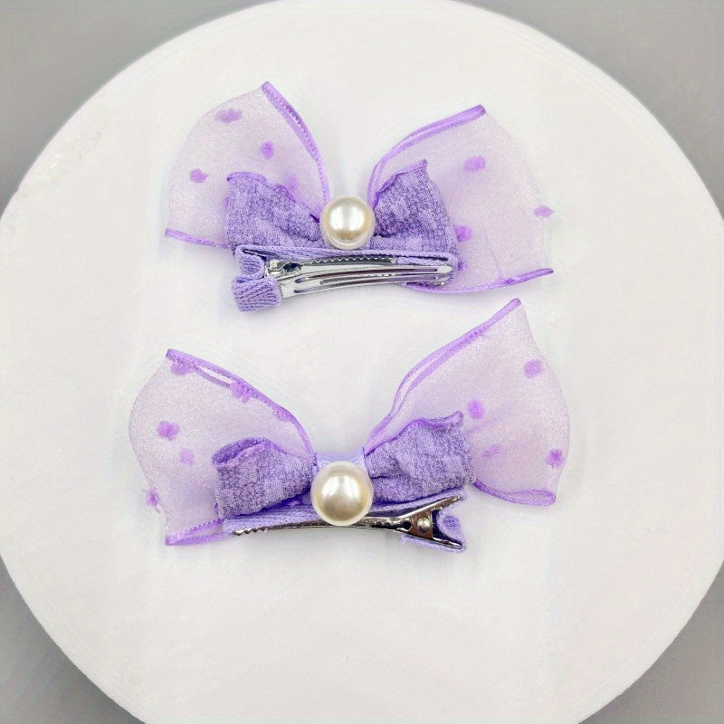 2pcs Baby Girls Mesh Bow Hair Clips Princess Headwear Hair Accessories
