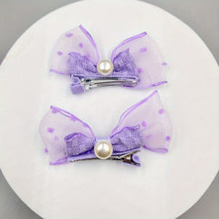 2pcs Baby Girls Mesh Bow Hair Clips Princess Headwear Hair Accessories
