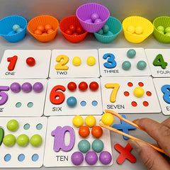 Wooden Number Puzzle & Bead Matching Game for Fine Motor Skills