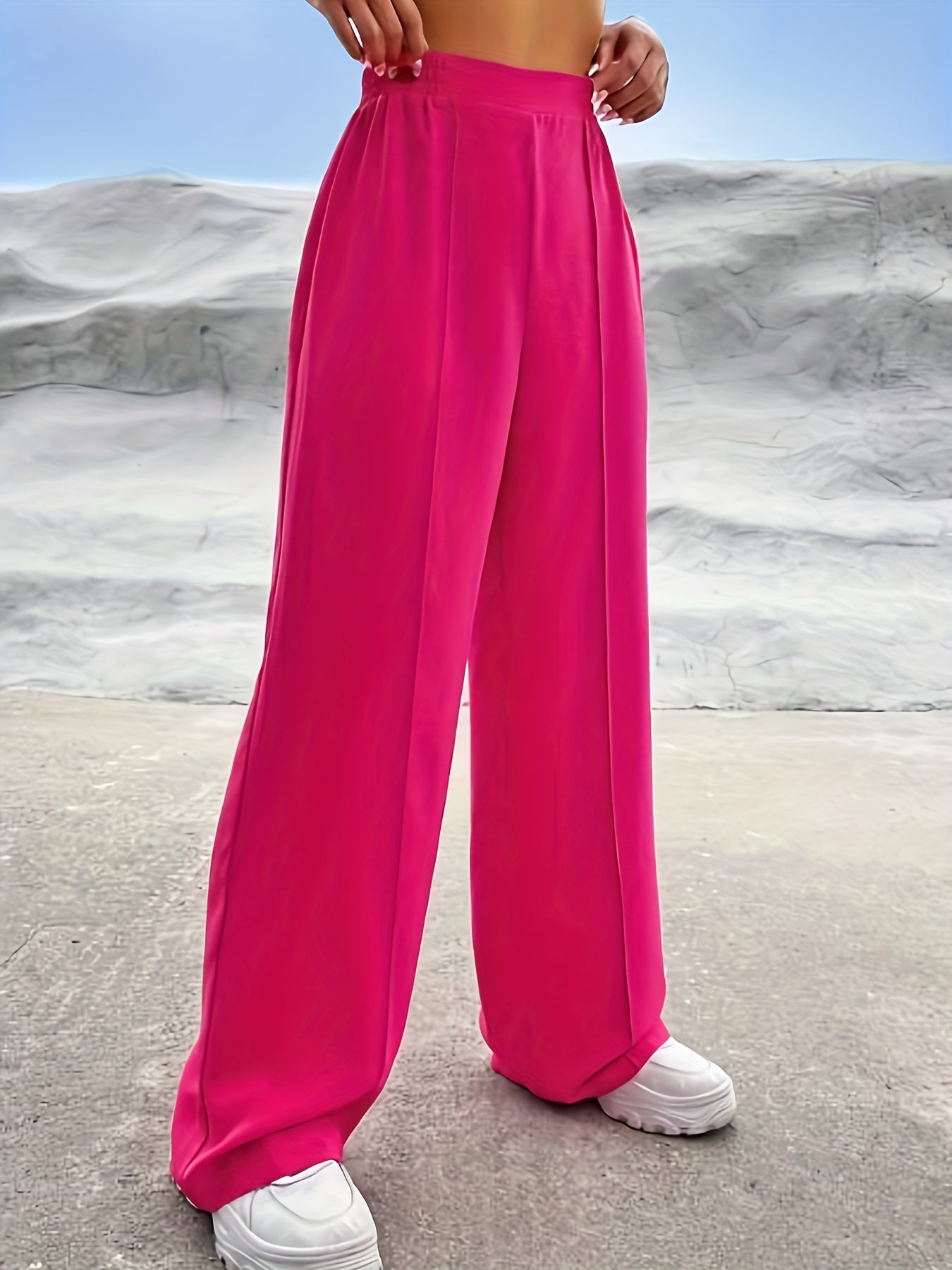  Wide Leg Trousers High Rise Stretch Casual Pants