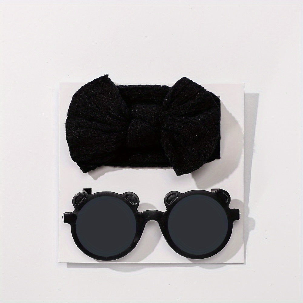 2pcs Set Newborn Baby Headband and Sunglasses Hair Accessories