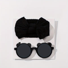 2pcs Set Newborn Baby Headband and Sunglasses Hair Accessories