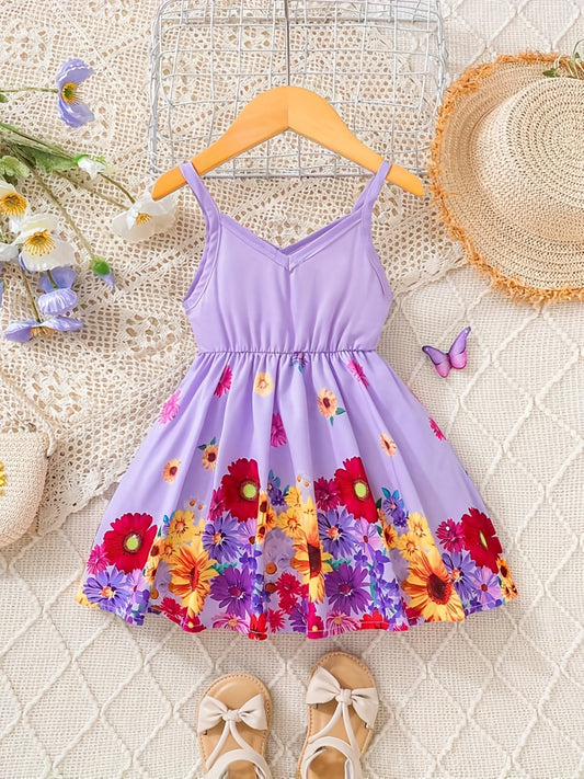 Girls Boho Floral Sleeveless Cami Dress for Summer