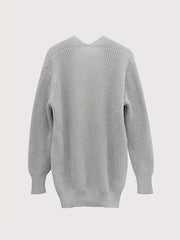 Solid Knit Cardigan Long Sleeve Sweater With Pockets