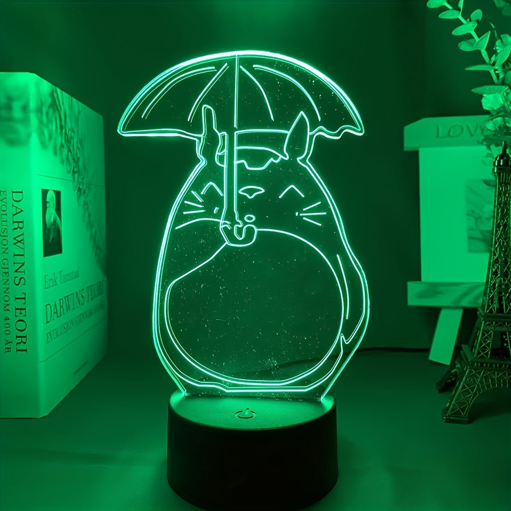 Totoro 3D Illusion Lamp 16 Colors Changing Led Light Dimmable Night Light